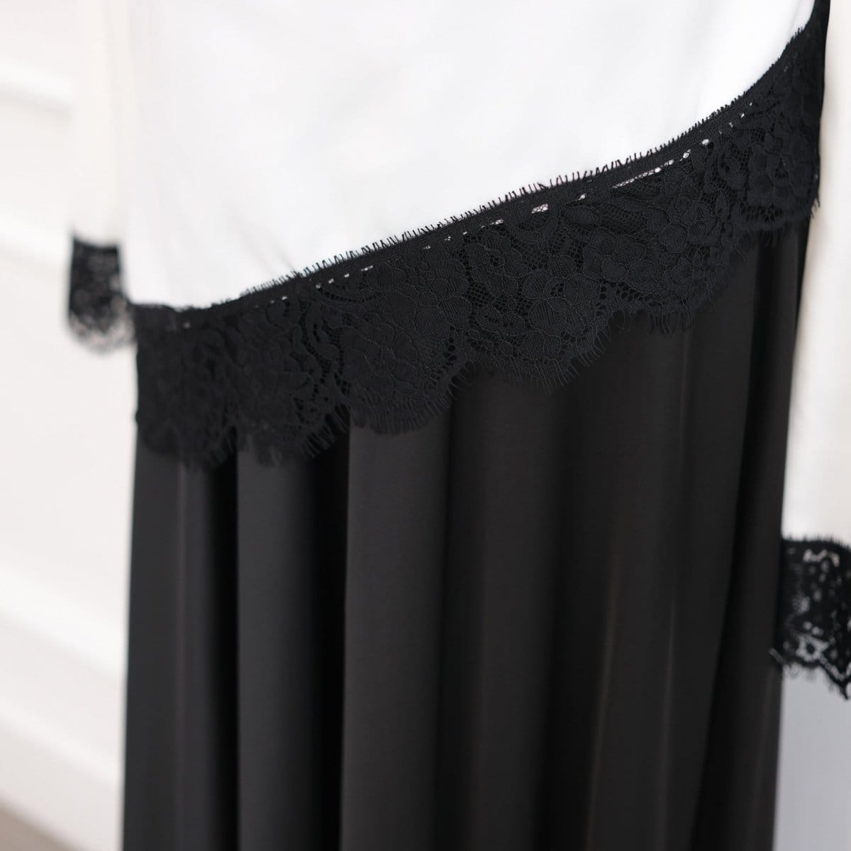 Lace Trim Contrast Panel Satin Top(MS407) - A-1 Thread Vault