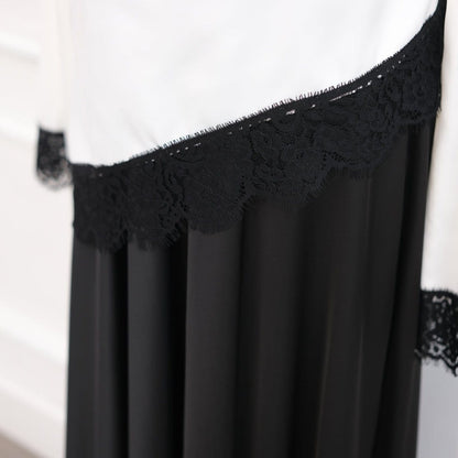 Lace Trim Contrast Panel Satin Top(MS407) - A-1 Thread Vault