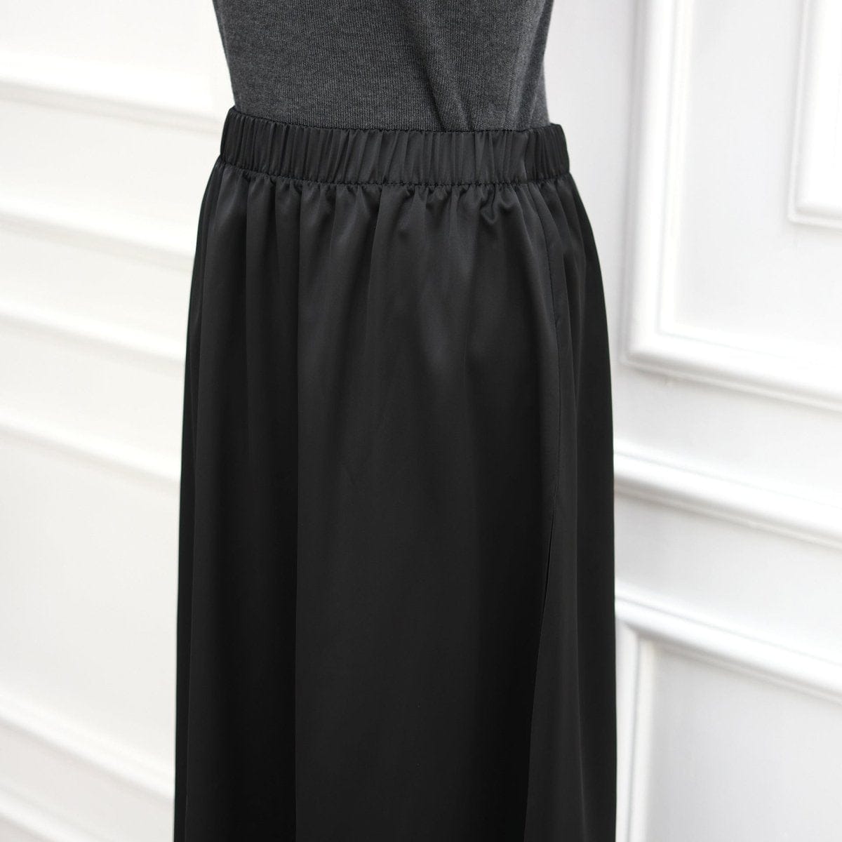 Lace Trim Contrast Panel Satin Top(MS407) - A-1 Thread Vault