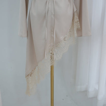 Lace Trim Contrast Panel Satin Top(MS408) - A-1 Thread Vault