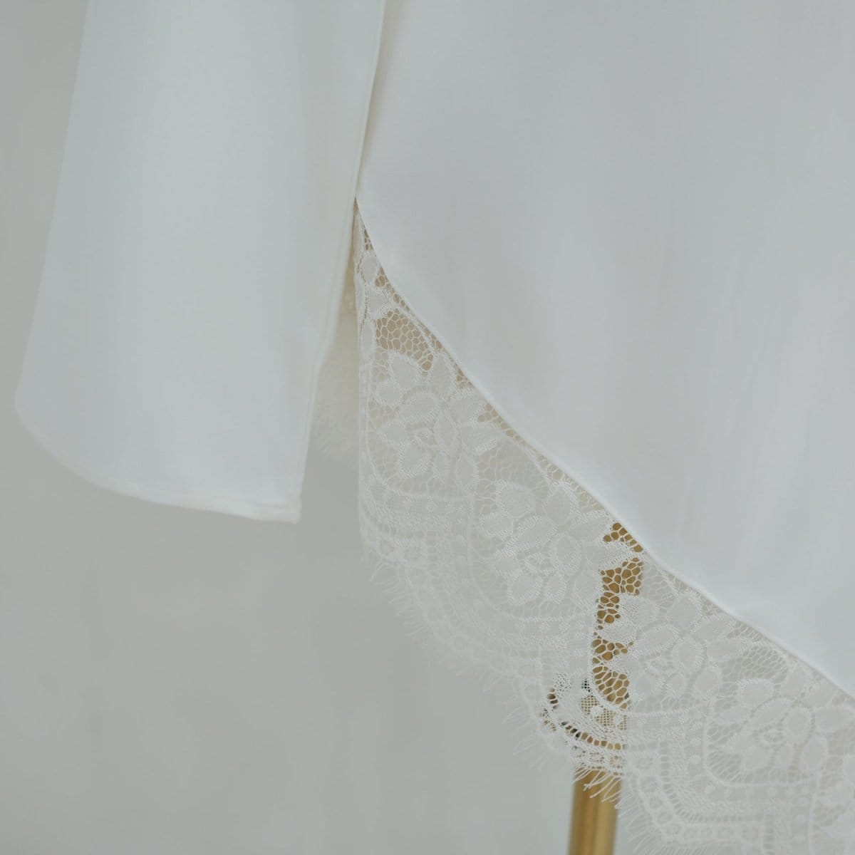 Lace Trim Contrast Panel Satin Top(MS408) - A-1 Thread Vault