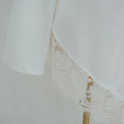 Lace Trim Contrast Panel Satin Top(MS408) - A-1 Thread Vault