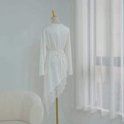 Lace Trim Contrast Panel Satin Top(MS408) - A-1 Thread Vault