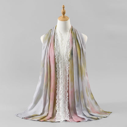 Lace Trim Print Hijab Shawl(MH231) - A-1 Thread Vault
