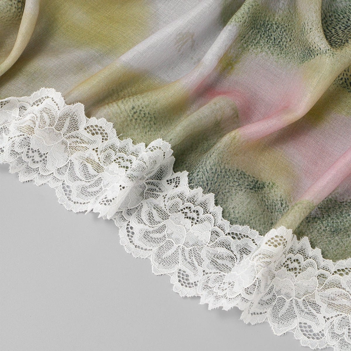 Lace Trim Print Hijab Shawl(MH231) - A-1 Thread Vault