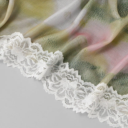 Lace Trim Print Hijab Shawl(MH231) - A-1 Thread Vault