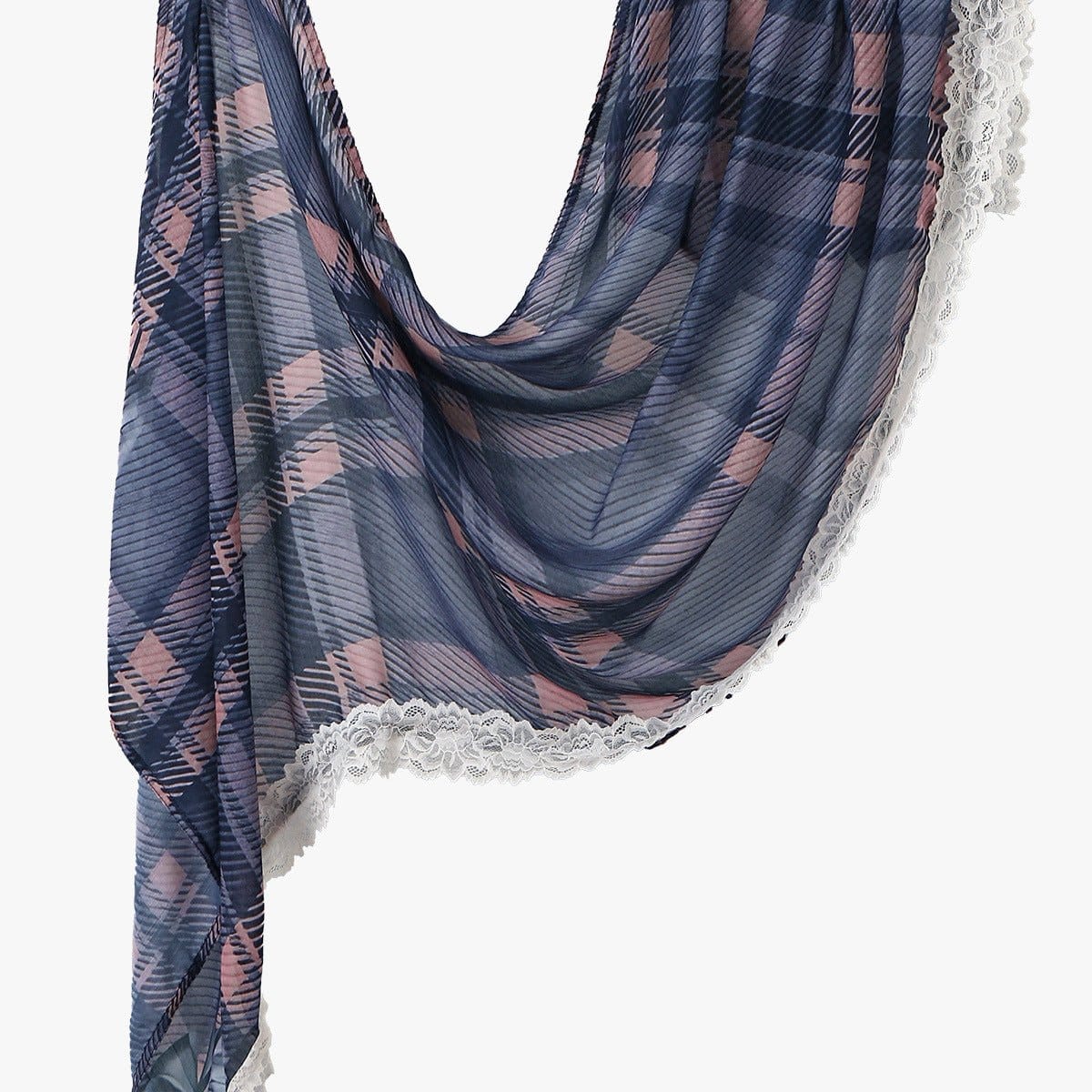 Lace Trim Print Hijab Shawl(MH231) - A-1 Thread Vault