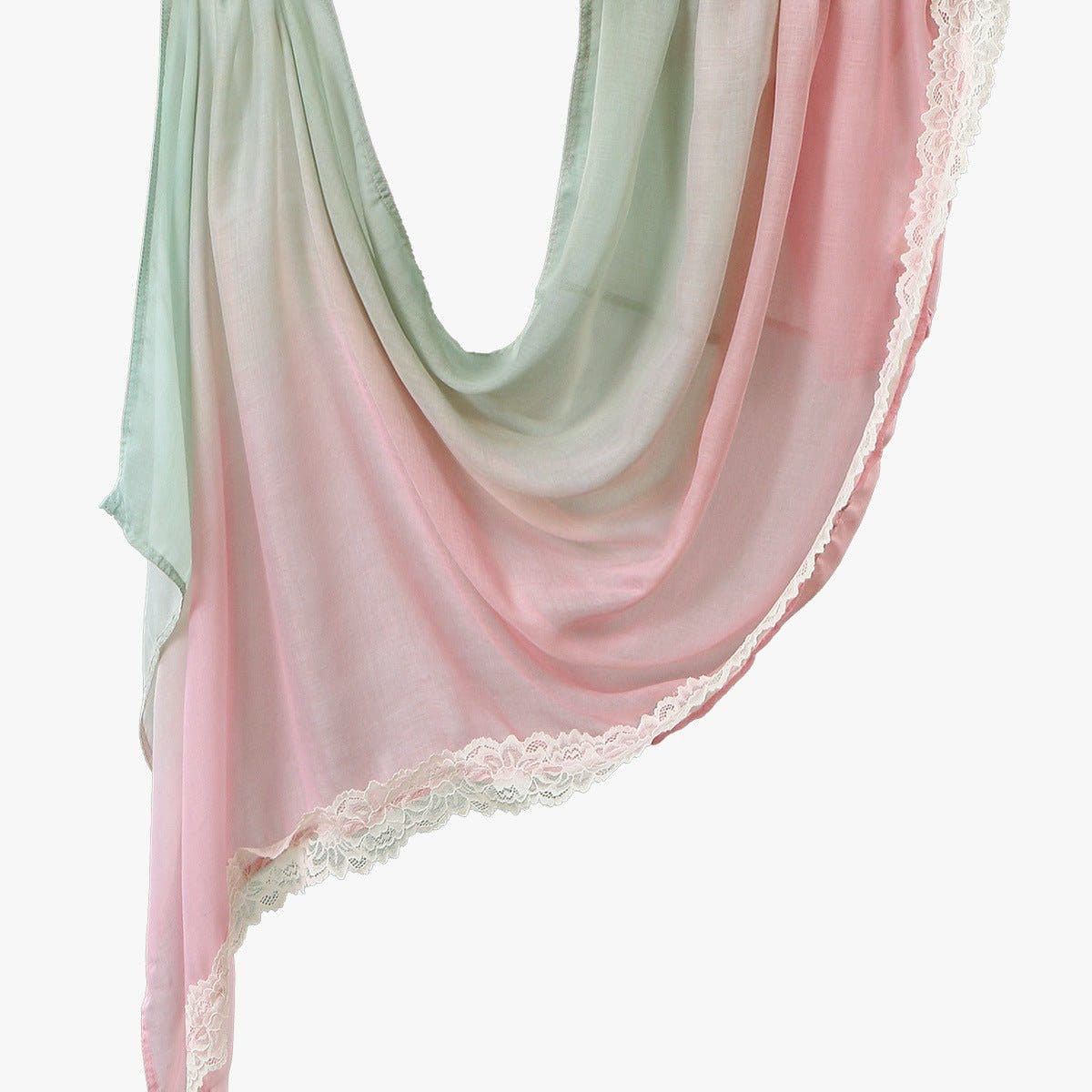 Lace Trim Print Hijab Shawl(MH231) - A-1 Thread Vault