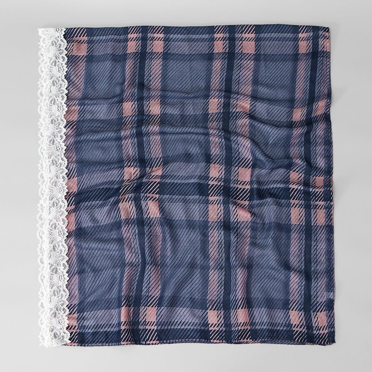 Lace Trim Print Hijab Shawl(MH231) - A-1 Thread Vault