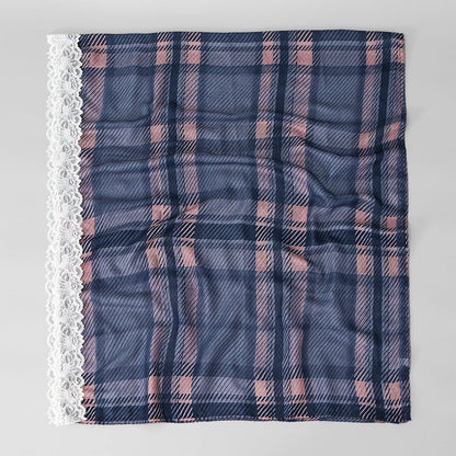 Lace Trim Print Hijab Shawl(MH231) - A-1 Thread Vault