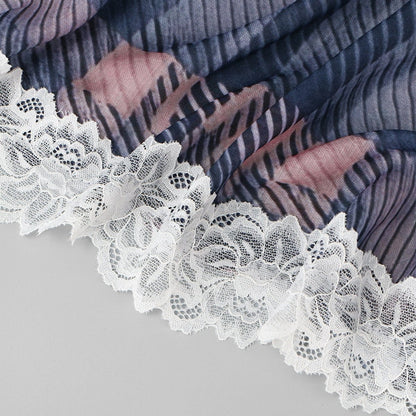 Lace Trim Print Hijab Shawl(MH231) - A-1 Thread Vault