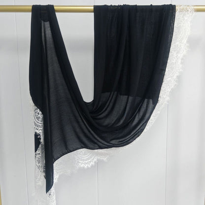 Lace Trim Rayon Hijab Scarf(MH211) - A-1 Thread Vault