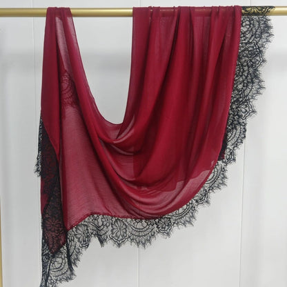 Lace Trim Rayon Hijab Scarf(MH211) - A-1 Thread Vault