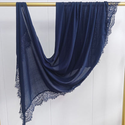 Lace Trim Rayon Hijab Scarf(MH211) - A-1 Thread Vault