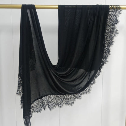 Lace Trim Rayon Hijab Scarf(MH211) - A-1 Thread Vault