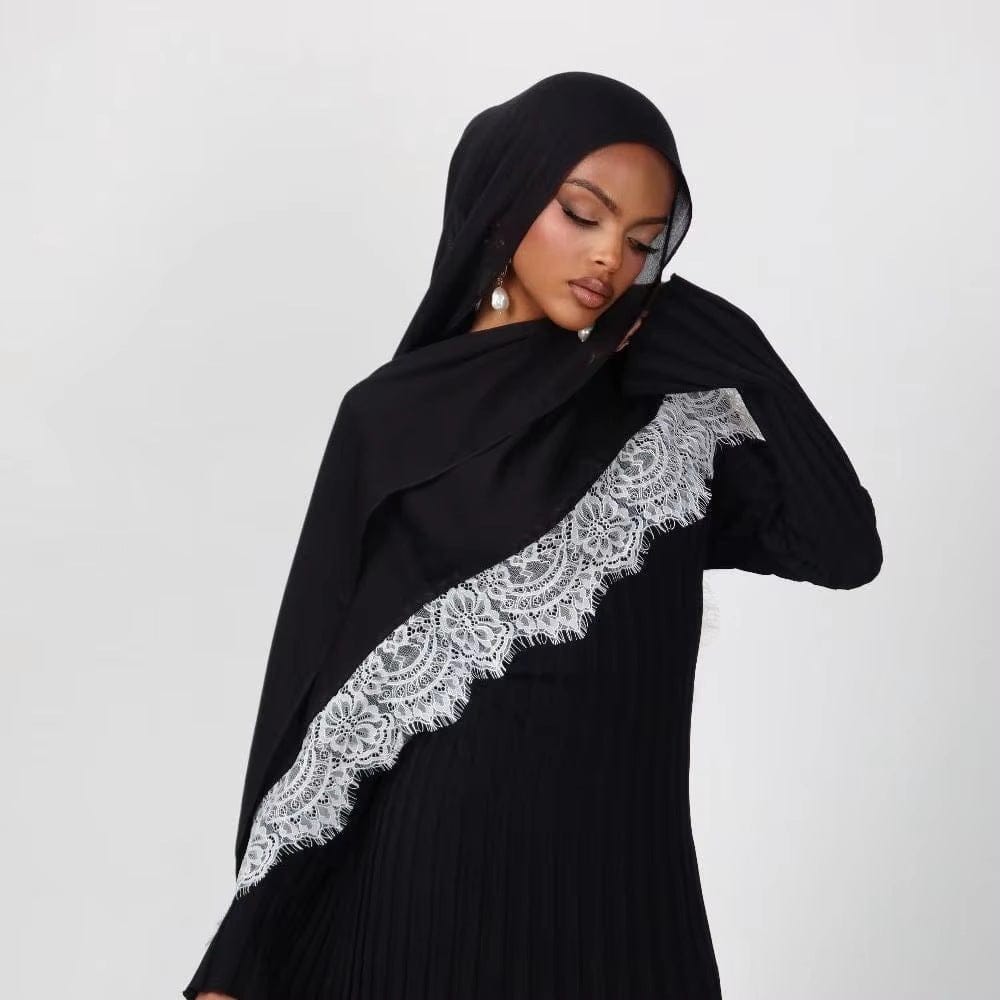 Lace Trim Rayon Hijab Scarf(MH211) - A-1 Thread Vault