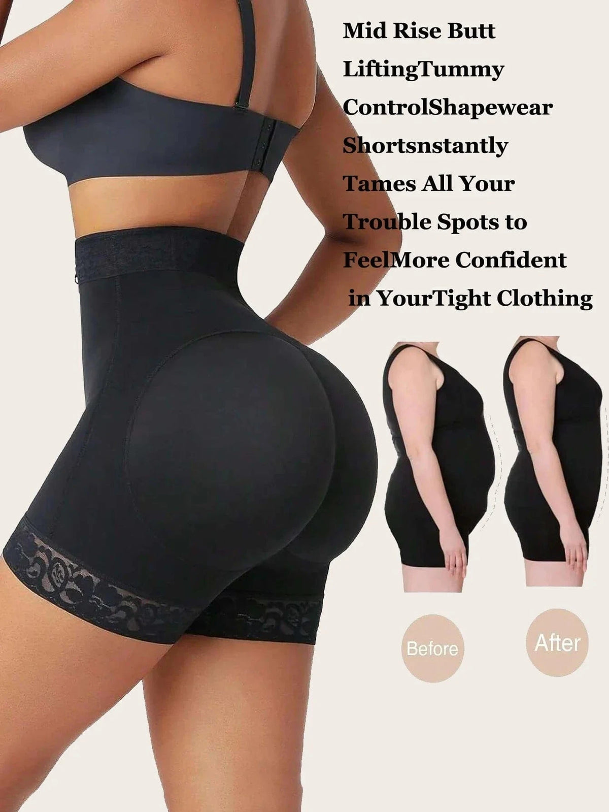 Lace Trim Sculpting Panties, Comfy & Breathable Butt Lifting Panties, Women's Lingerie & Underwea - A-1 Thread Vault