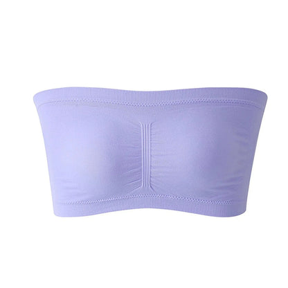 Ladies' Stretch Strapless Bra Fashion Solid Color Invisible Beauty Back Anti-slip Bra Suitable For One-Shoulder Top and Dress - A-1 Thread Vault