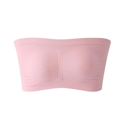 Ladies' Stretch Strapless Bra Fashion Solid Color Invisible Beauty Back Anti-slip Bra Suitable For One-Shoulder Top and Dress - A-1 Thread Vault