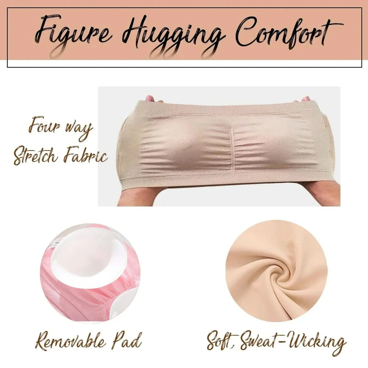 Ladies' Stretch Strapless Bra Fashion Solid Color Invisible Beauty Back Anti-slip Bra Suitable For One-Shoulder Top and Dress - A-1 Thread Vault