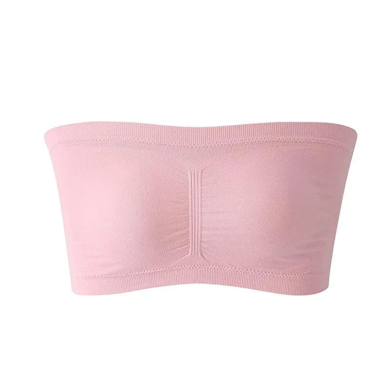 Ladies' Stretch Strapless Bra Fashion Solid Color Invisible Beauty Back Anti-slip Bra Suitable For One-Shoulder Top and Dress - A-1 Thread Vault