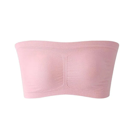 Ladies' Stretch Strapless Bra Fashion Solid Color Invisible Beauty Back Anti-slip Bra Suitable For One-Shoulder Top and Dress - A-1 Thread Vault