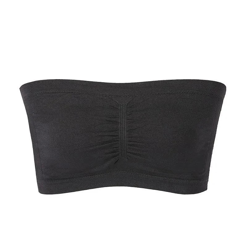 Ladies' Stretch Strapless Bra Fashion Solid Color Invisible Beauty Back Anti-slip Bra Suitable For One-Shoulder Top and Dress - A-1 Thread Vault