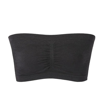 Ladies' Stretch Strapless Bra Fashion Solid Color Invisible Beauty Back Anti-slip Bra Suitable For One-Shoulder Top and Dress - A-1 Thread Vault
