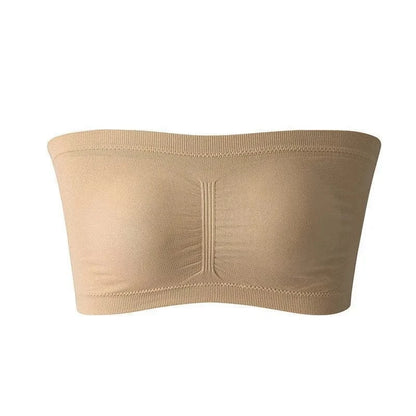 Ladies' Stretch Strapless Bra Fashion Solid Color Invisible Beauty Back Anti-slip Bra Suitable For One-Shoulder Top and Dress - A-1 Thread Vault
