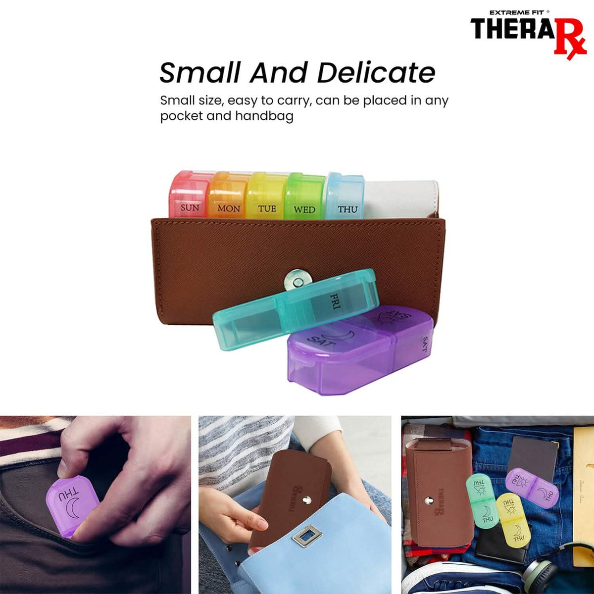 Large Daily Pill Box Medicine Organizer with PU Leather Case - A-1 Thread Vault