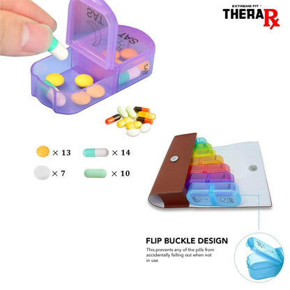Large Daily Pill Box Medicine Organizer with PU Leather Case - A-1 Thread Vault