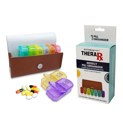 Large Daily Pill Box Medicine Organizer with PU Leather Case - A-1 Thread Vault