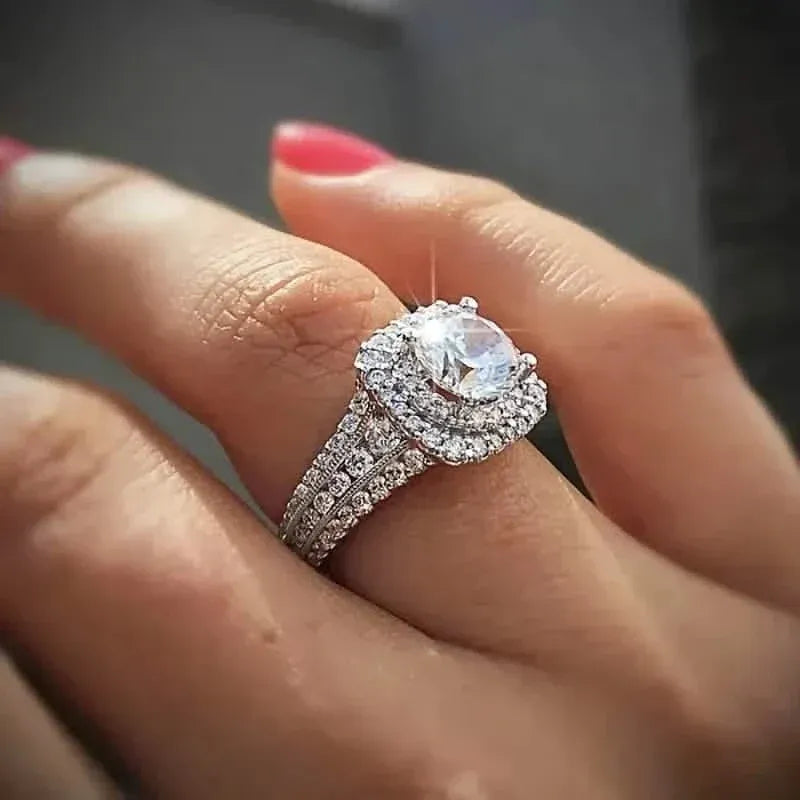 Large Oval Women Synthetic Zirconia Wedding Rings - A-1 Thread Vault