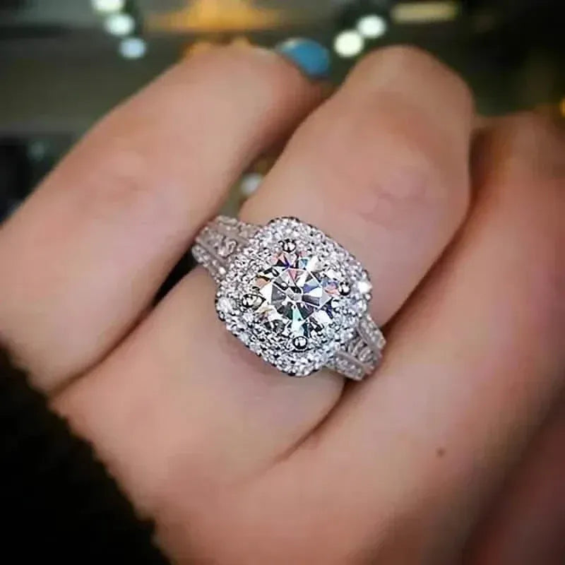 Large Oval Women Synthetic Zirconia Wedding Rings - A-1 Thread Vault
