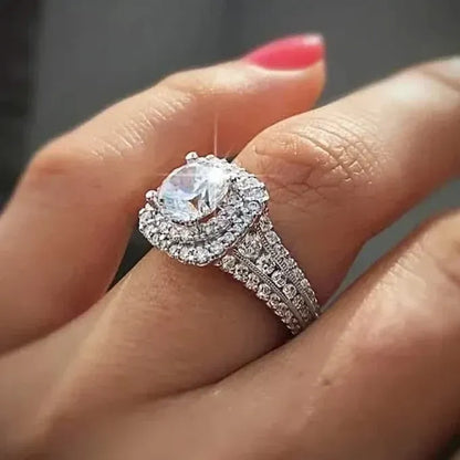 Large Oval Women Synthetic Zirconia Wedding Rings - A-1 Thread Vault