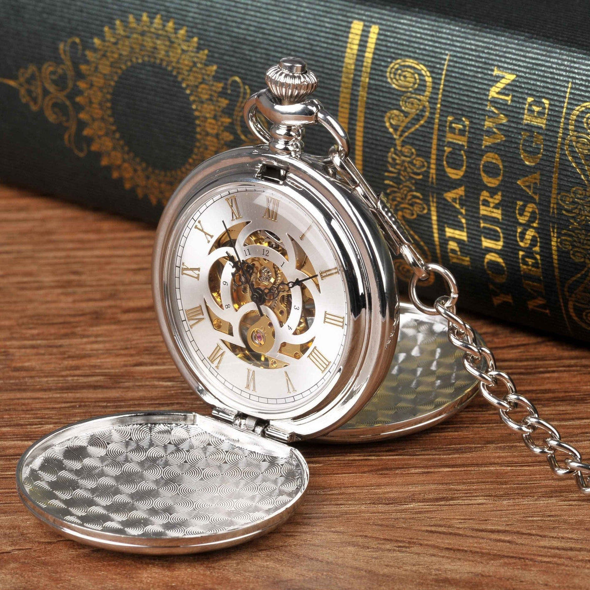 Large Pocket Watch Silver Double-hinged Mechanical - A-1 Thread Vault