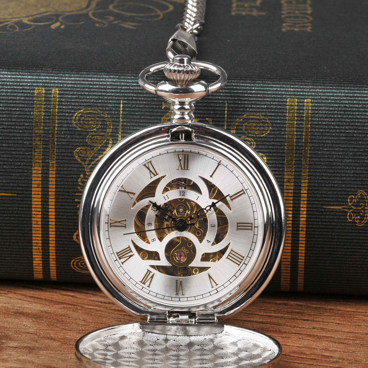 Large Pocket Watch Silver Double-hinged Mechanical - A-1 Thread Vault
