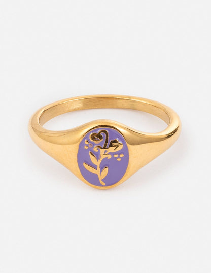 Lavender Flower Signet Ring - A-1 Thread Vault