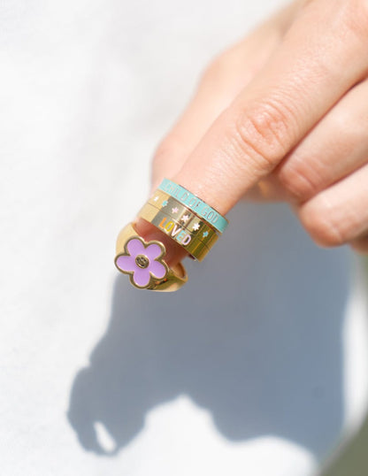Lavender Smiley Flower Ring - A-1 Thread Vault