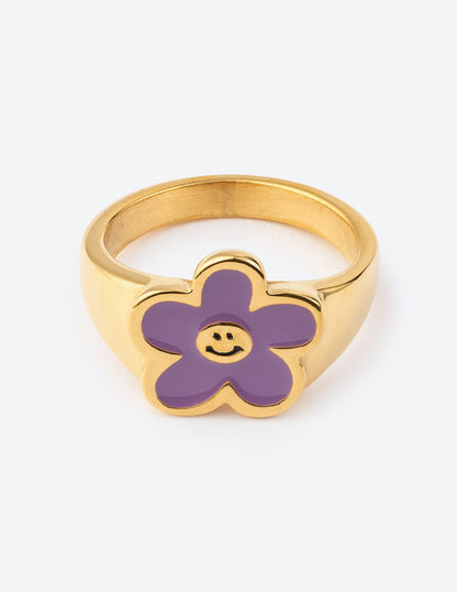 Lavender Smiley Flower Ring - A-1 Thread Vault