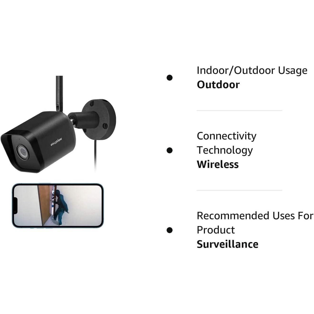 LaView Security Camera Outdoor 1080P HD Wi-Fi Camera (Refurbished) - A-1 Thread Vault