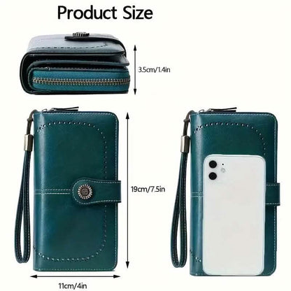 Leather Large Capacity Wallet Purse with RFID Blocking - A-1 Thread Vault