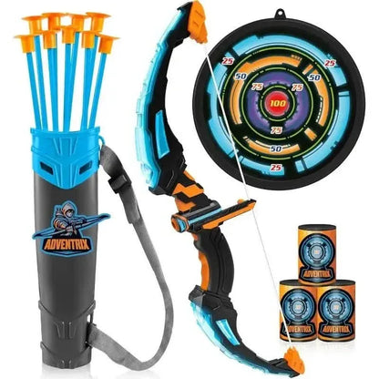 LED Bow & Arrow Toy Set for Kids Light-Up Archery Play Kit with Suction Cup Arrows (Blue/Green) - A-1 Thread Vault