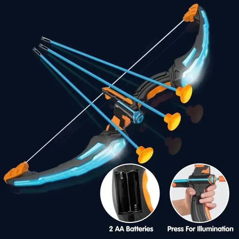 LED Bow & Arrow Toy Set for Kids Light-Up Archery Play Kit with Suction Cup Arrows (Blue/Green) - A-1 Thread Vault
