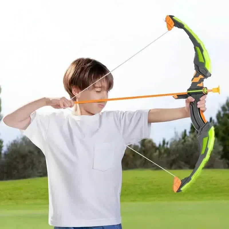 LED Bow & Arrow Toy Set for Kids Light-Up Archery Play Kit with Suction Cup Arrows (Blue/Green) - A-1 Thread Vault