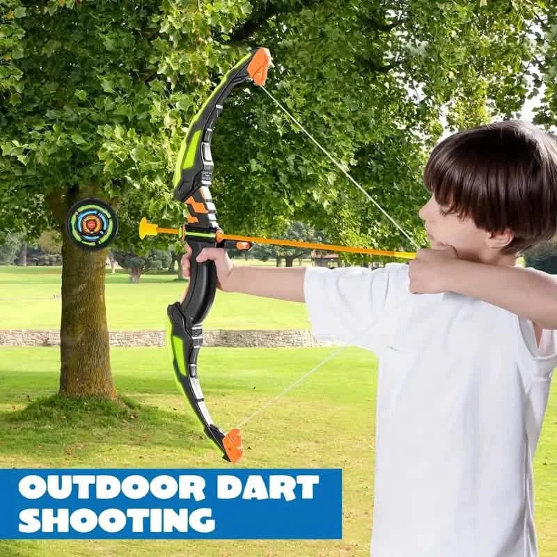 LED Bow & Arrow Toy Set for Kids Light-Up Archery Play Kit with Suction Cup Arrows (Blue/Green) - A-1 Thread Vault