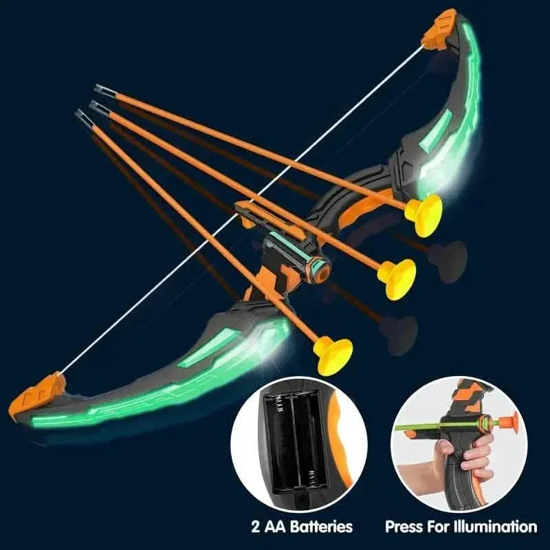 LED Bow & Arrow Toy Set for Kids Light-Up Archery Play Kit with Suction Cup Arrows (Blue/Green) - A-1 Thread Vault