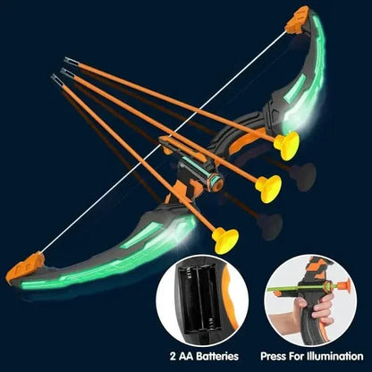 LED Bow & Arrow Toy Set for Kids Light-Up Archery Play Kit with Suction Cup Arrows (Blue/Green) - A-1 Thread Vault