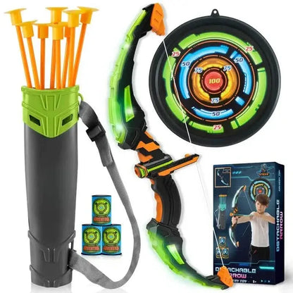 LED Bow & Arrow Toy Set for Kids Light-Up Archery Play Kit with Suction Cup Arrows (Blue/Green) - A-1 Thread Vault