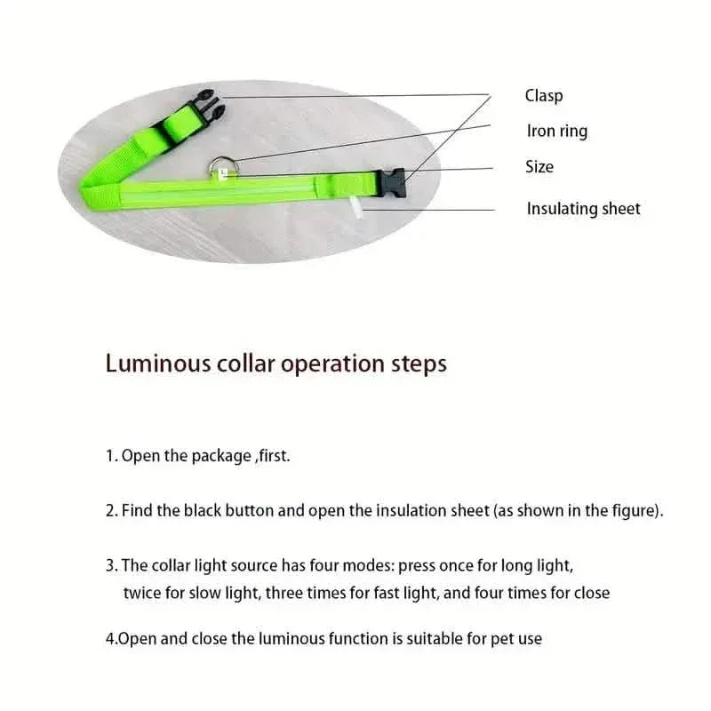 LED Dog Collars Light Adjustable Flashing Luminous Collar Night Anti-Lost - A-1 Thread Vault